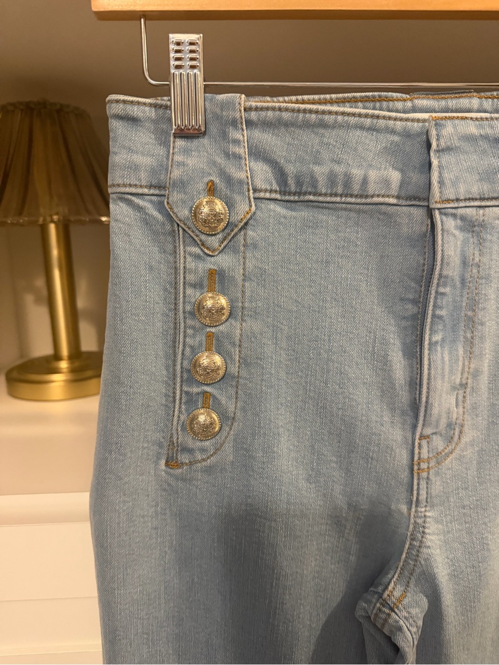 Derek Lam 10 Crosby Light Blue High-Rise Robertson CropSailor-Button Flare Jeans - Picture 5 of 10